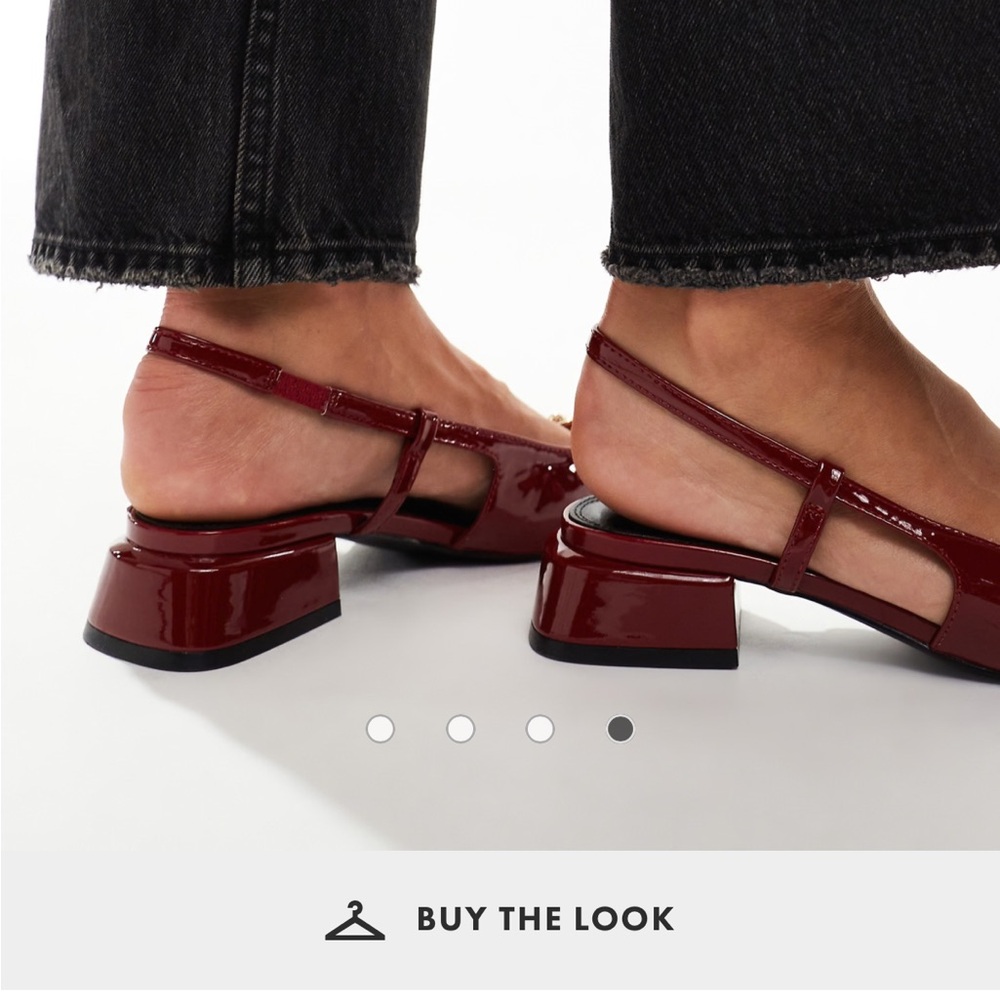 ASOS Burgundy Chain Detail Flats - Picture 3 of 6